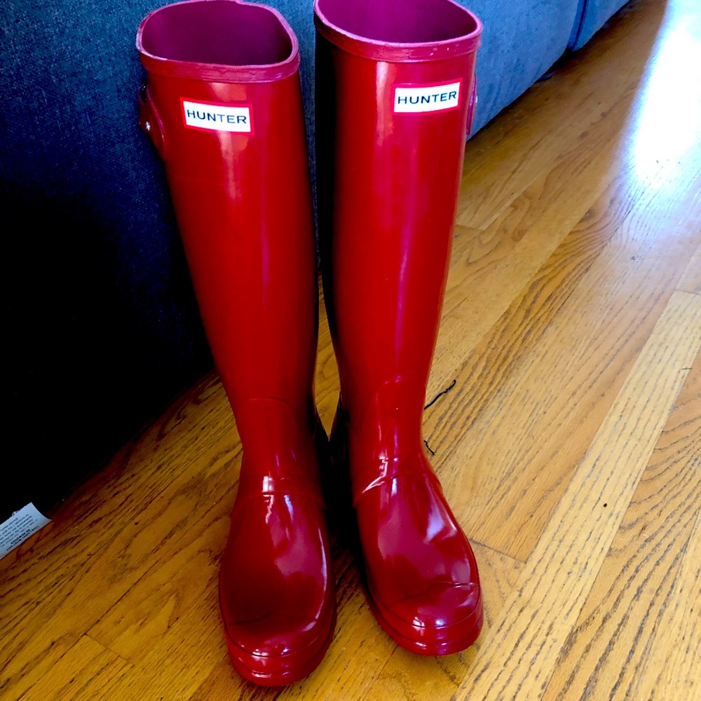 Red glossy Hunter Boots